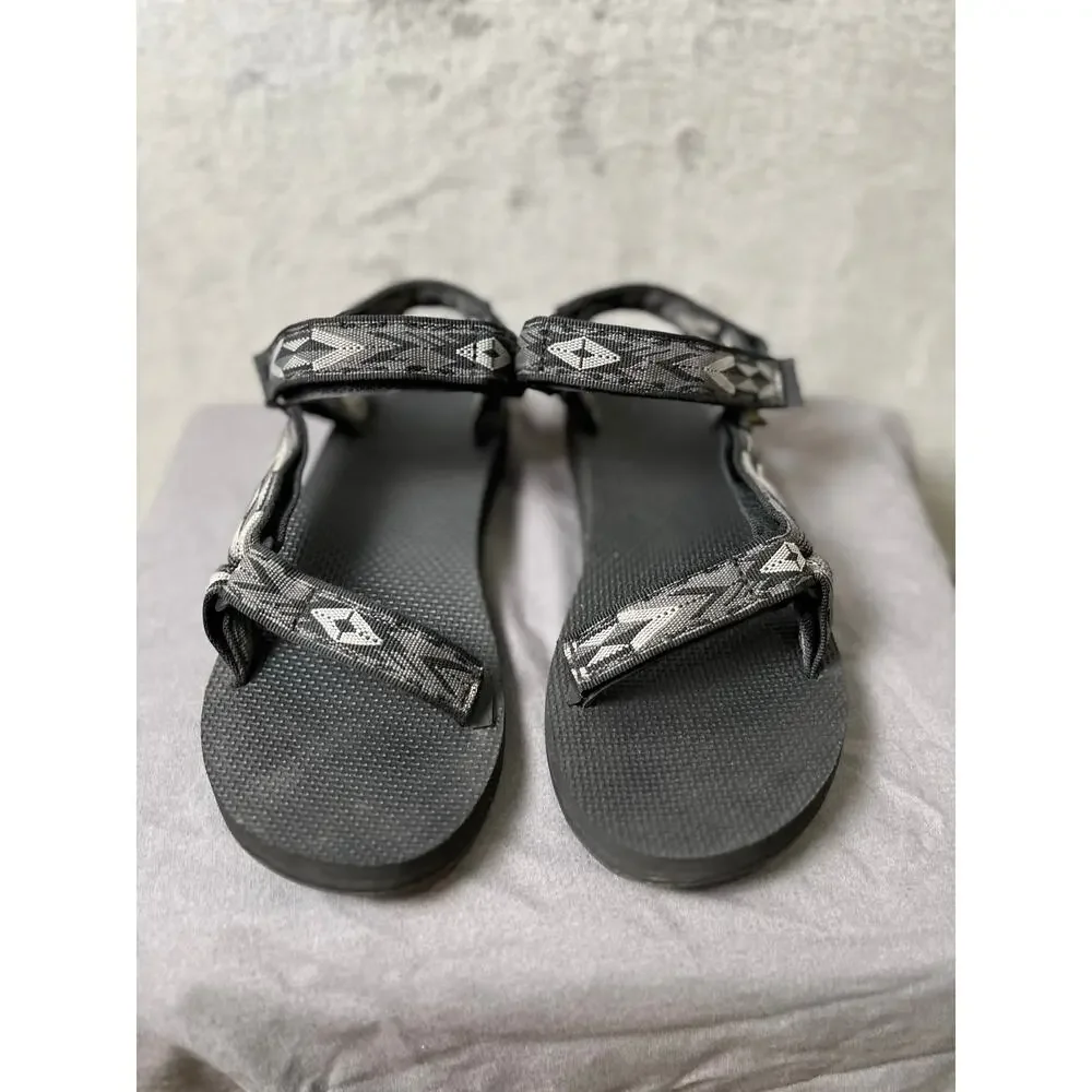 Teva Original Universal Sport Sandals Black Geometric Hook & Loop Outdoor Size 8
